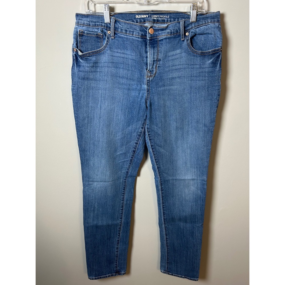 Old Navy‎ Curvy Profile Mid Rise Jeans Blue Denim Womens 12 Long